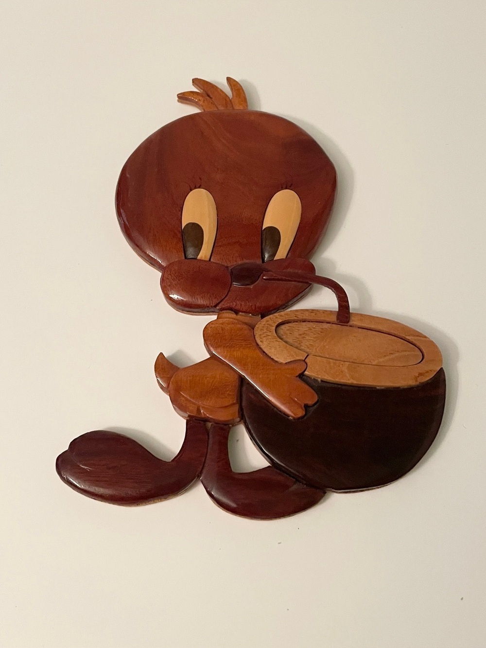 Vintage Handcrafted Wooden Intarsia Tweety Bird Wall Hanging Art
